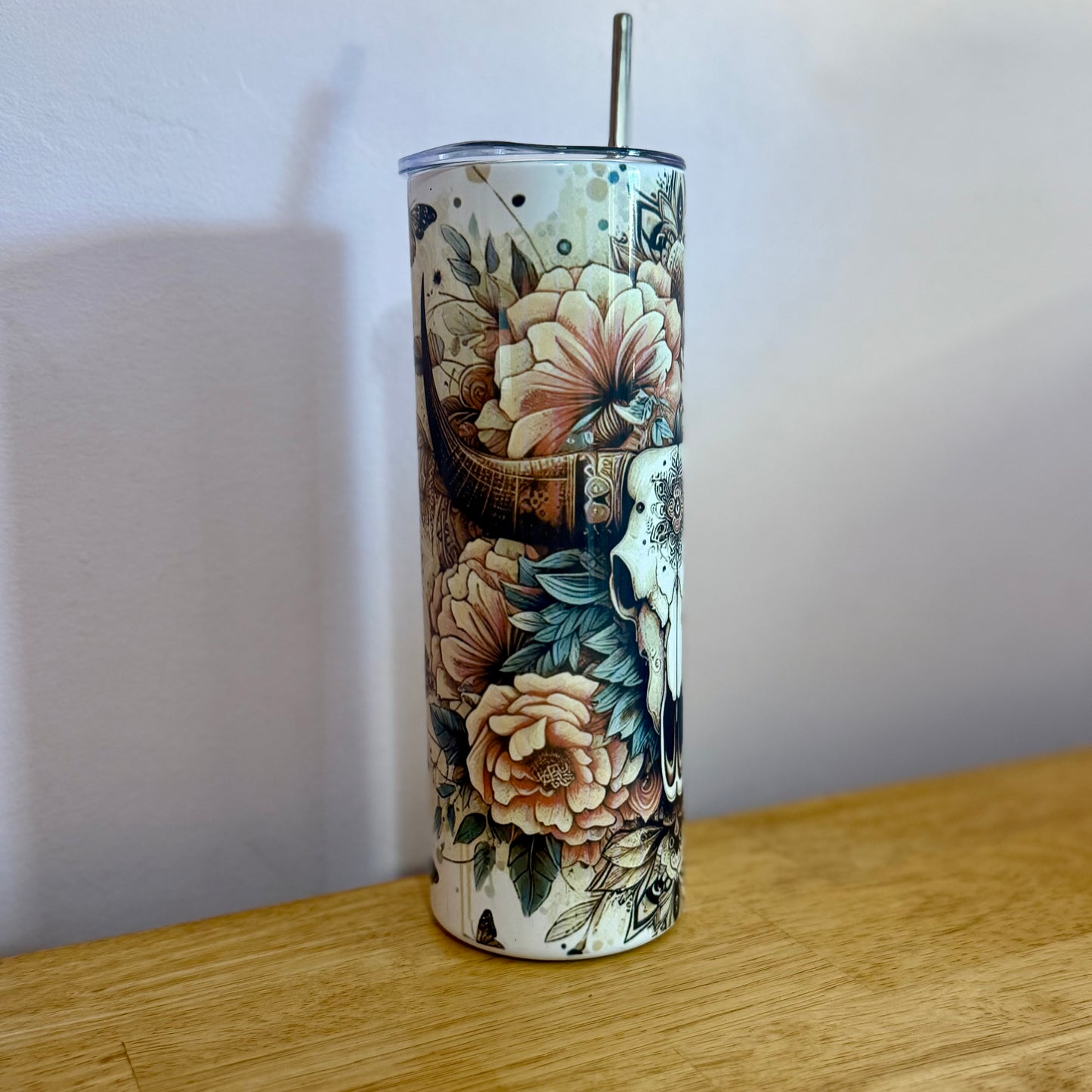 Boho Bull Skull Tumbler - 20oz