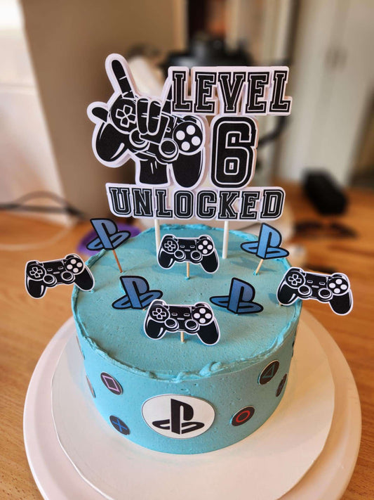 Gamer Cake Topper – “Level Up” Theme