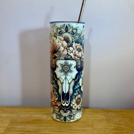 Boho Bull Skull Tumbler - 20oz