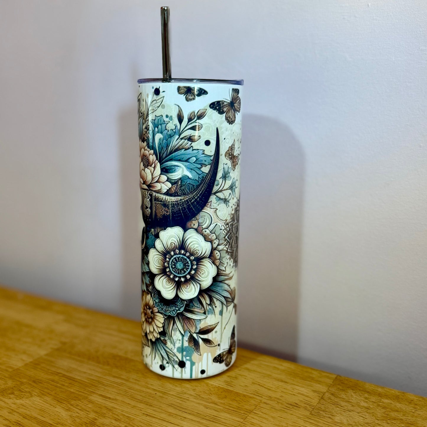 Boho Bull Skull Tumbler - 20oz