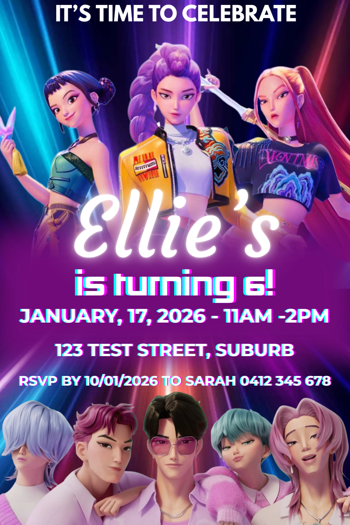 K-Pop Birthday Invitation – Editable Canva Template