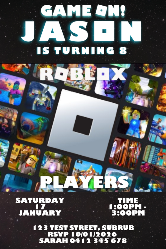 Roblox Birthday Invitation – Editable Canva Template